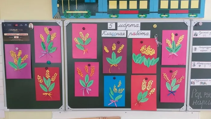 Ребята 1 Э класса подготовили открытки к 8 Марта