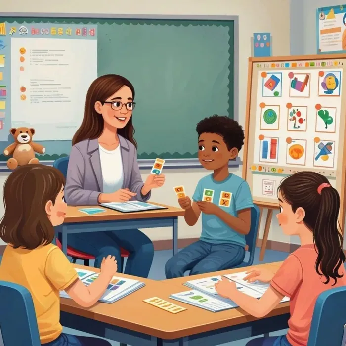 педагог учит детей