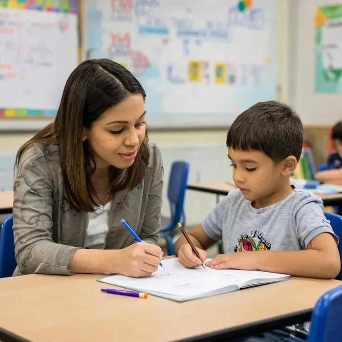 тьютор и ребенок на занятии