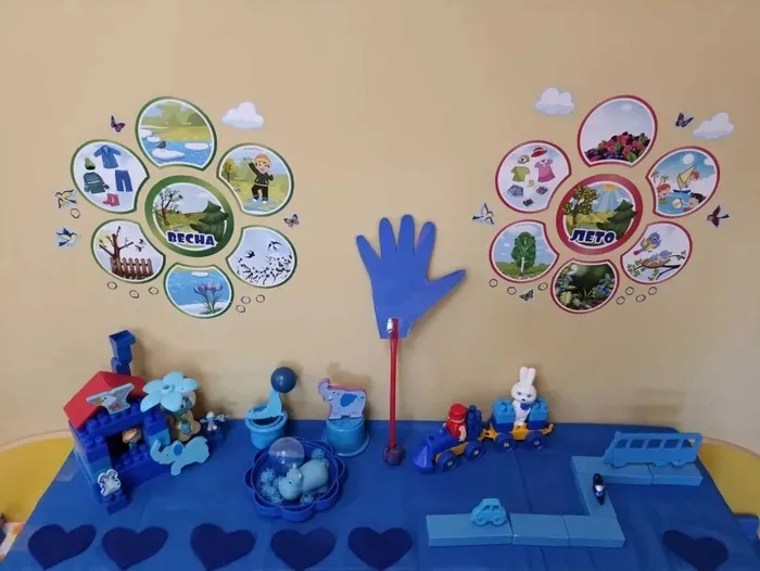 Выставка синих игрушек в группе Юмах