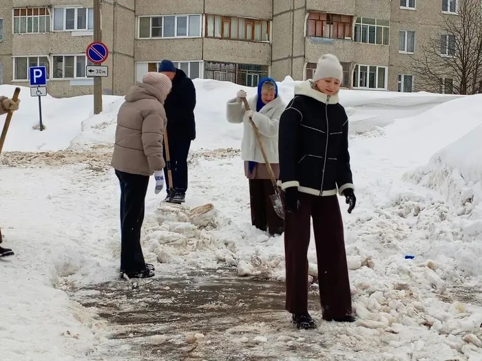 педагоги на расчистке территории